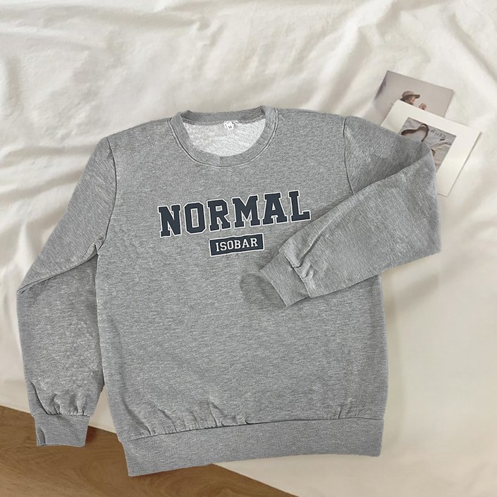 에르모소 얇은 기모 맨투맨 노멀 레터링 겨울 포근한 라운드넥 긴팔티 HFC089