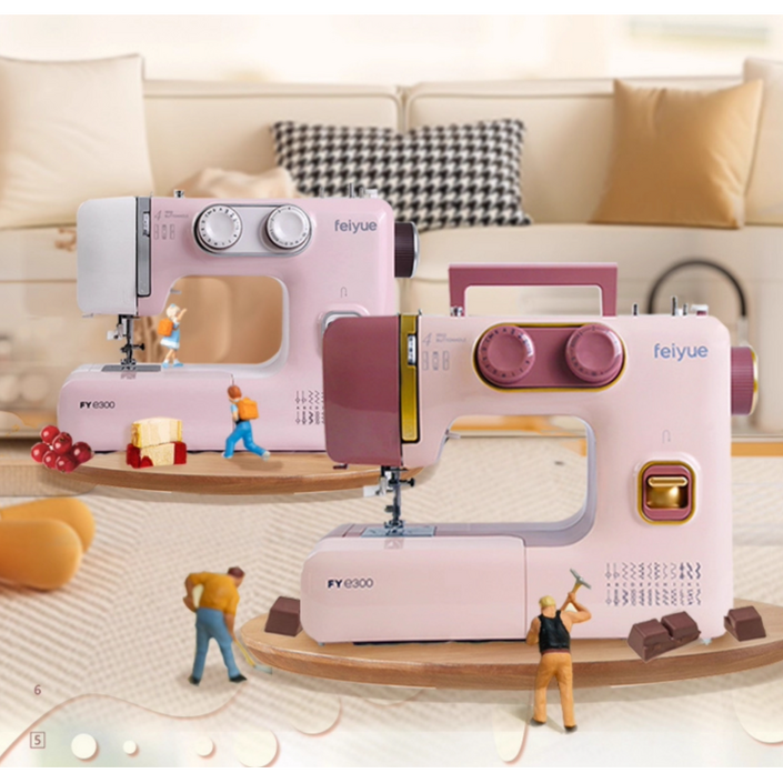 재봉연구소 미싱기 재봉틀 100W 강력한 저속 재봉 두꺼운 원단 옷수선 미싱 미싱기 수선, 핑크, 디럭스형