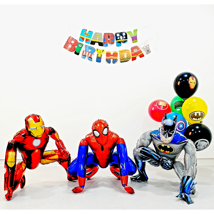 배트맨 스파이더맨 아이언맨 풍선 대형 3D 어벤져스 남아 아들 특별한 생일 파티 장식