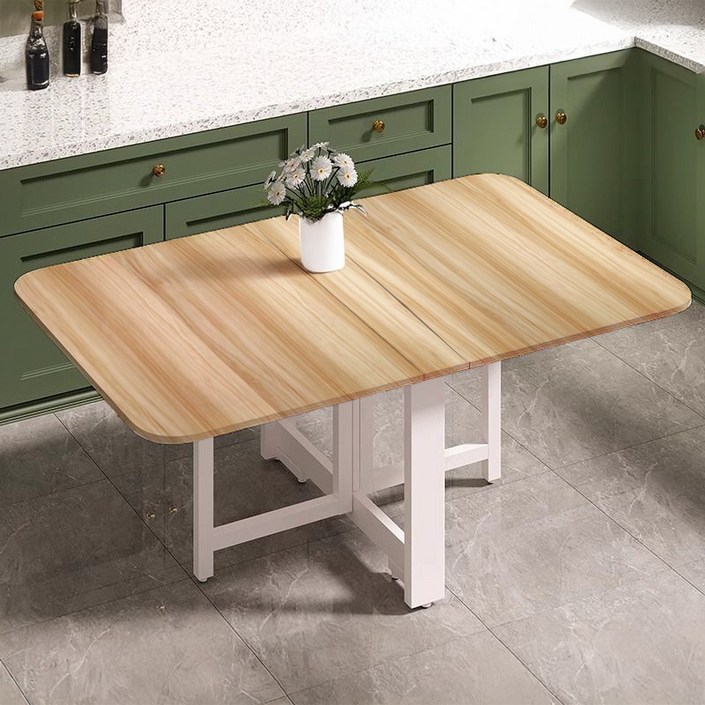 오아루 접이식 확장형 주방 식탁 테이블, 4인용, 우드화이트 프레임