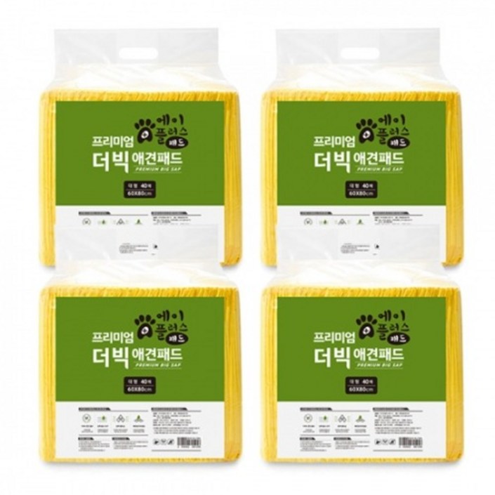에이플러스 프리미엄 더빅 대형 애견 배변패드 40매 4개 60x80cm, 4개, 40개입