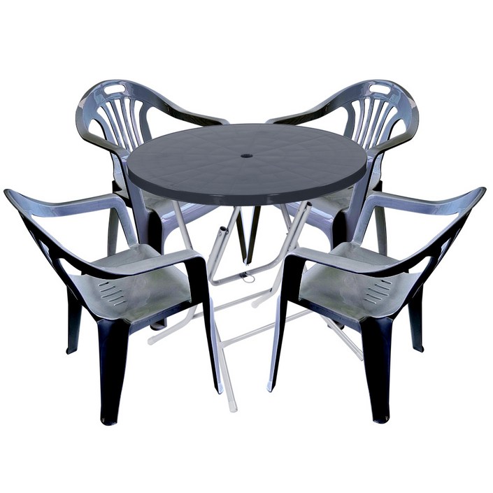 플라스틱테이블 야외테이블 편의점 포장마차 간이 접이식 테이블 의자 세트, 그레이