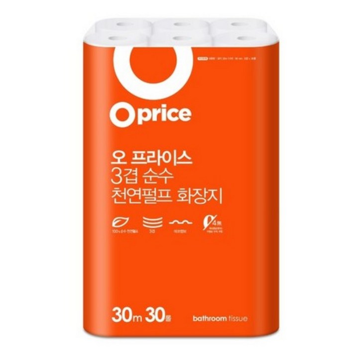 오프라이스 3겹 천연펄프 화장지 30m, 30개입, 1개