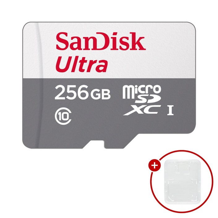 샌디스크 마이크로SD카드 울트라 SDSQUNR-256GB + SD카드 케이스