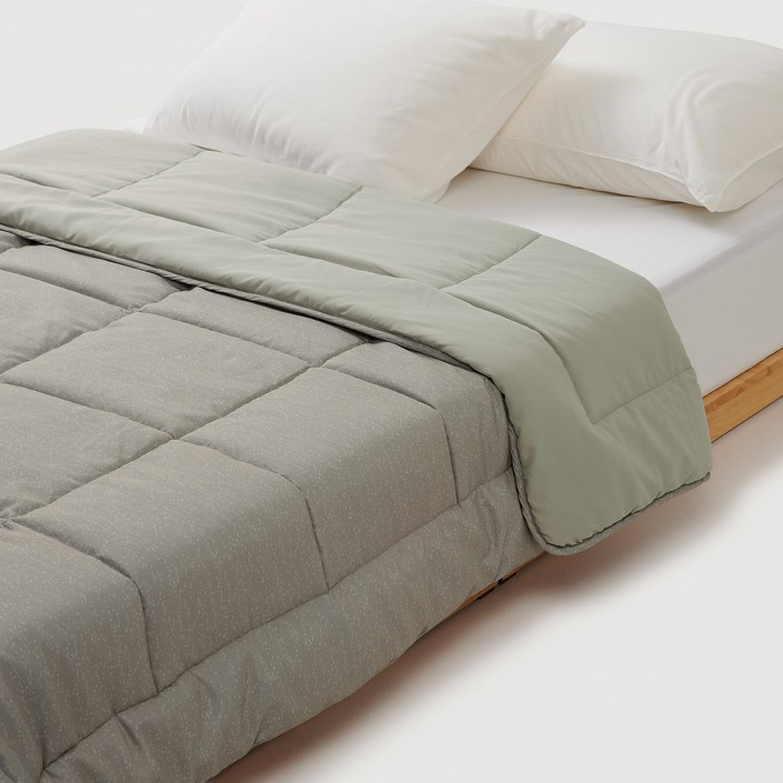 JAJU자주 윤슬 피치스킨 차렵이불 SS 카키그레이