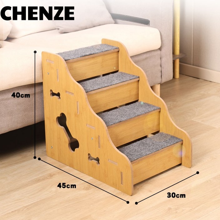 CHENZE 반려동물 계단 논슬립 원목 강아지 고양이 침대용 소파용 가정용