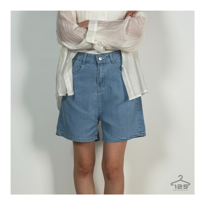 바이일이오 여성 앗차거 쿨 뒷밴딩 데님팬츠 반바지 숏팬츠