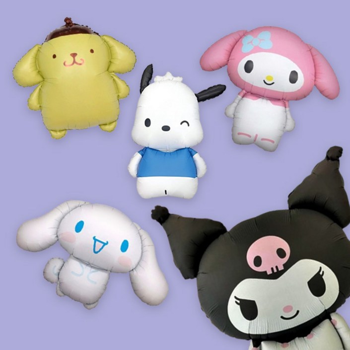 파티지로켓 산리오 풍선세트 시나모롤 쿠로미 마이멜로디 폼폼푸린 쿠로미, KU04산리오 캐릭터 5종 풍선세트