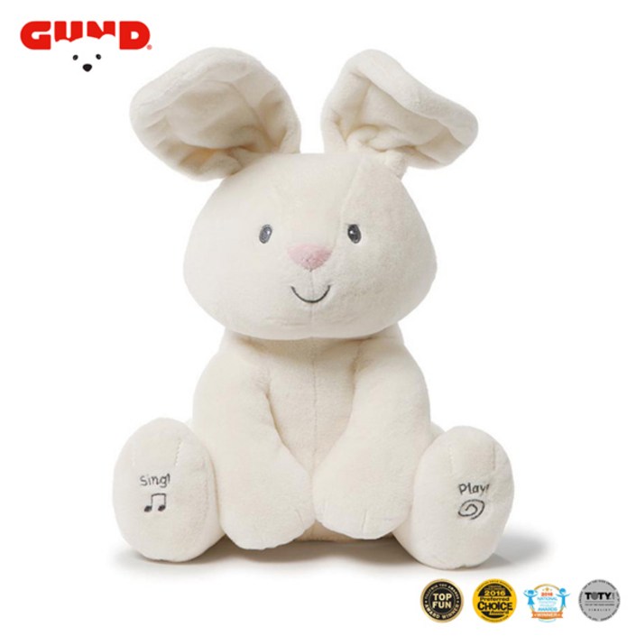 GUND 건드 까꿍 토끼 노래하는 애착인형, 단일상품, 1개