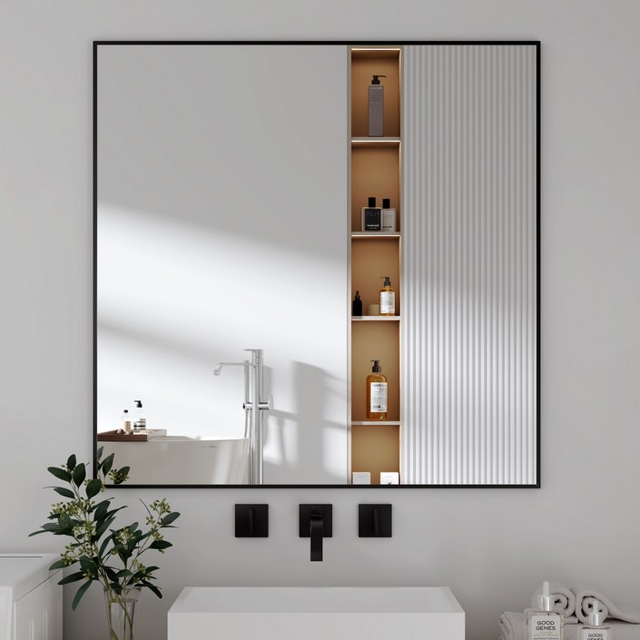 뷰티피크 사각형 벽거울 화장대거울 욕실거울 강화안전유리 8080