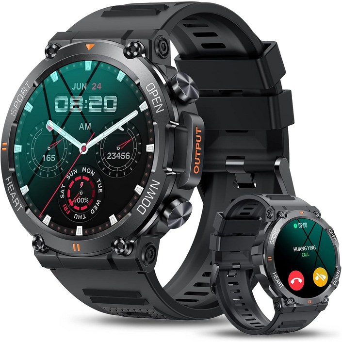 RichMagic K56PRO 1.39인치 먼지충격방지 방수 야외 스마트워치 블루투스통화 NFC GPS IP68 스마트 스포츠워치 47mm, 블랙