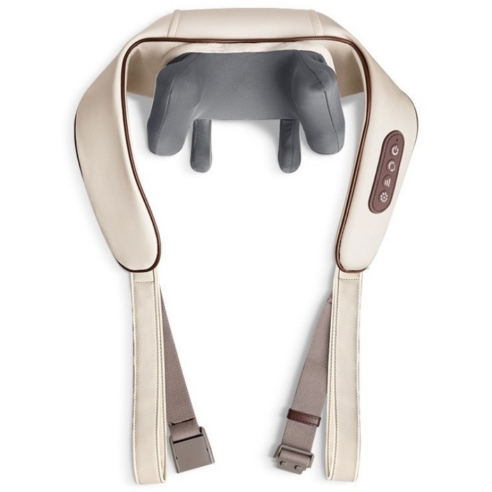 무선 온열 목 어깨 마사지기 3D 텐션 안마기 승모근 지압기 허리 마사지기, 베이지, 1개