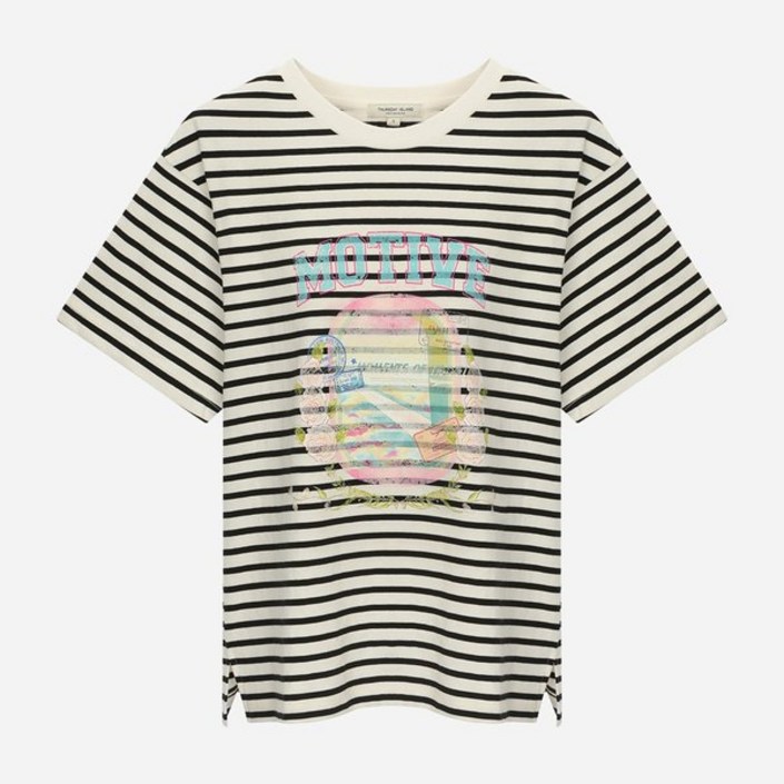 백화점매장출고 써스데이아일랜드 원포인트 아트워크 티셔츠 T256MTS136W