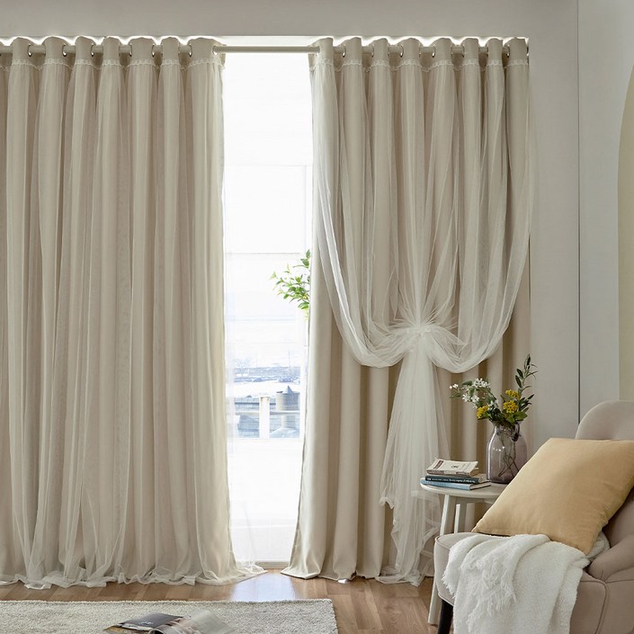 모던하우스 ON마리 이중레이스 암막커튼 창문형 2장세트