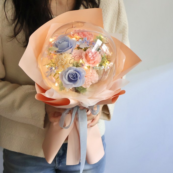 블루밍가든 터지지 않는 아크릴 풍선꽃다발, 핑크스카이블루, 1개