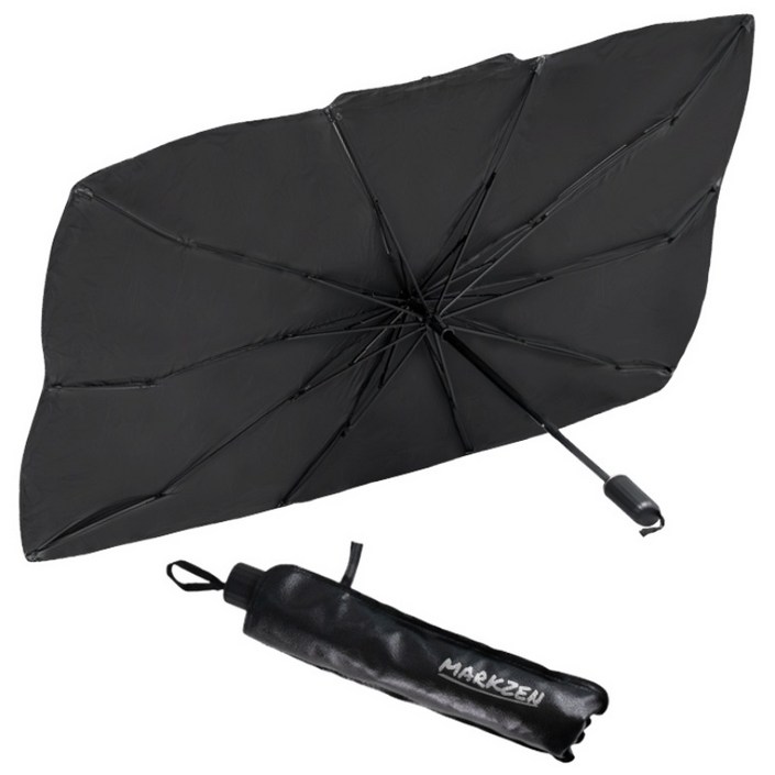 마크젠 앞유리 차량용 햇빛가리개 우산형, 블랙, 1개