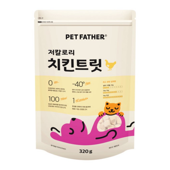 펫파더 고양이간식 동결건조 간식 대용량, 치킨, 320g, 1개