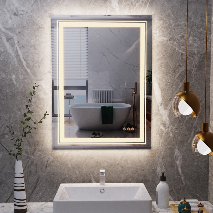 LUVODI 대형 LED 스마트터치 간접조명 욕실거울 500700 화장대 인테리어.사각형