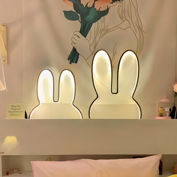 이코노미쿠스 붙이는 LED 토끼 침대 간접 조명 수면등 무드등 이코노미쿠스 붙이는 LED 토끼 침대 간접 조명 수면등 무드등