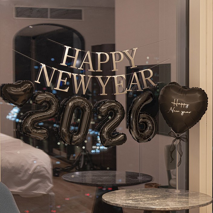 파티몬 해피뉴이어 용품 이니셜 명조체 가랜드 연말 홈 하트 풍선 파티 소품