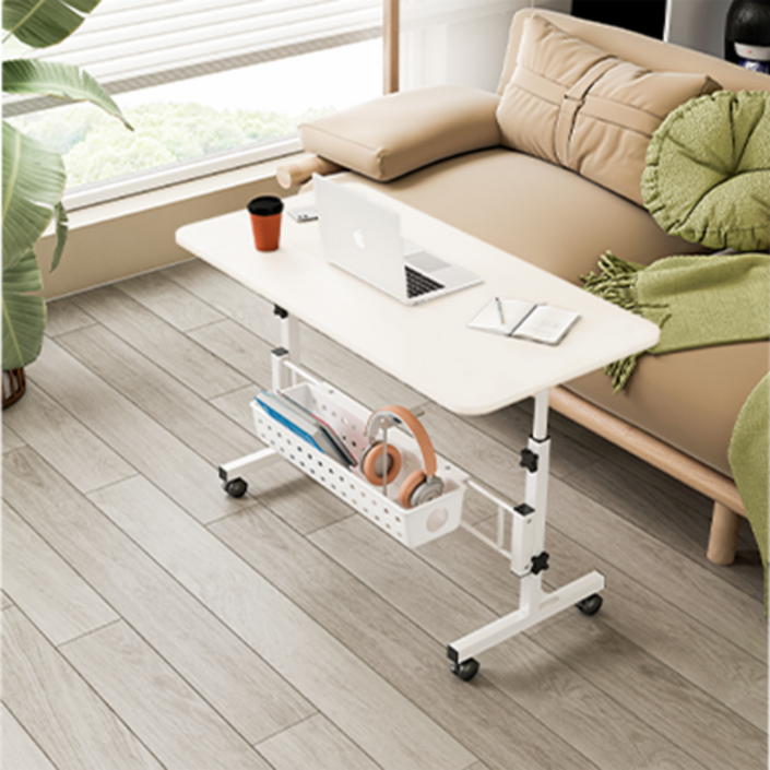 사이드 거실 협탁 보조 테이블 이동식 모션 높이조절 책상, 화이트