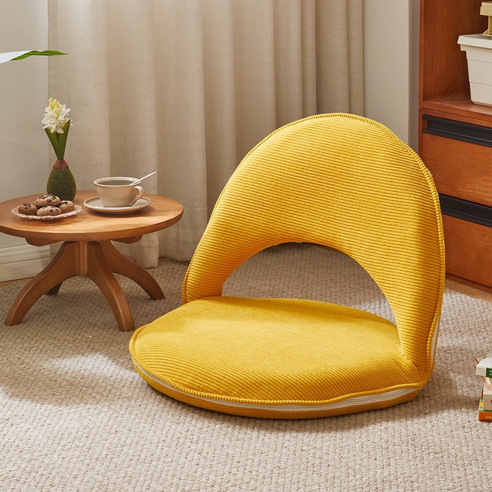 에코 소라노 좌식 의자 두꺼운 방석 등받이 접이식 의자