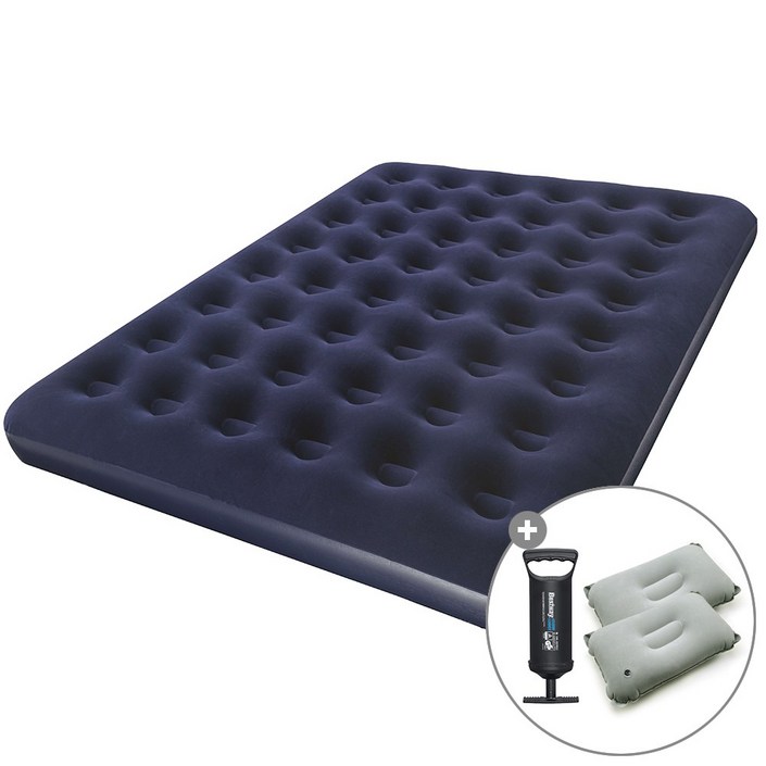 캠프빌리지 베스트웨이 에어매트베개 2개펌프 세트, 블루