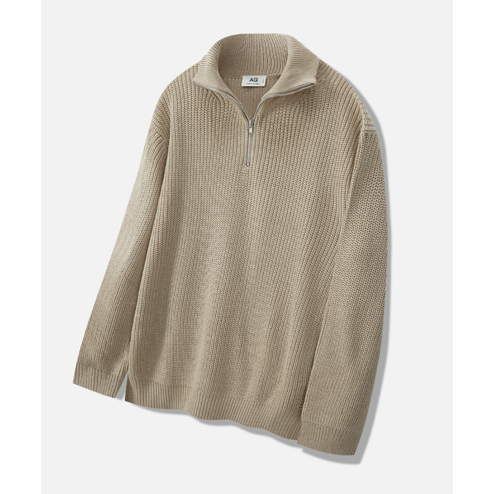 누적판매 20만장 에이지오디 하프 집업 카라넥 하찌 니트 반집업 반폴라 꽈배기 라운드 데일리 오버핏 남녀공용