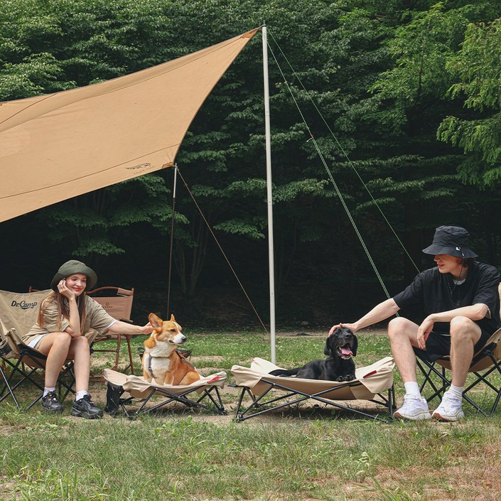 Hout 하웃 아웃도어 반려동물 강아지 캠핑 의자 해먹 도그코트, 카키브라운, 1개