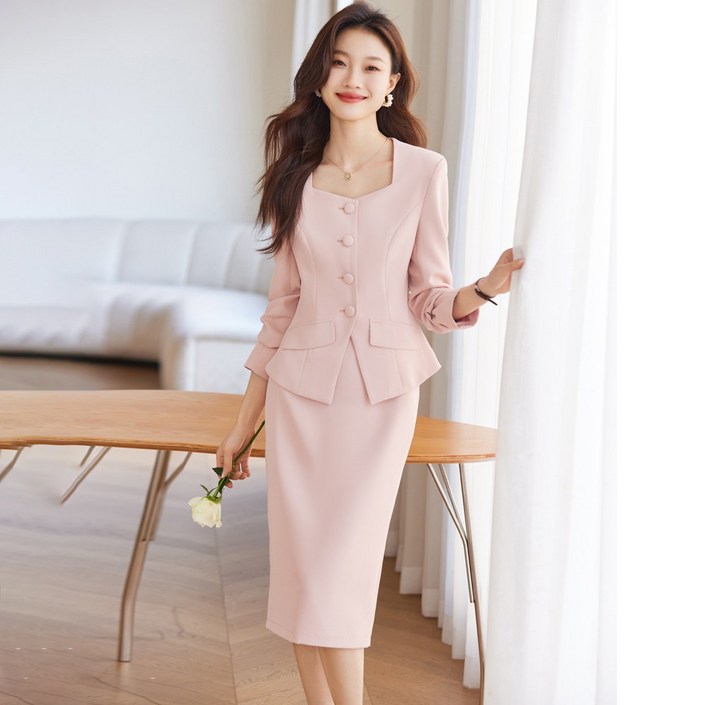 Asure 여성 봄 가을 정장 세트 오피스룩 여성 투피스 치마세트