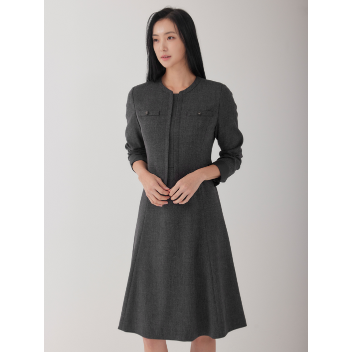 지센 지센  피어로즈 레이어드 플레어 원피스 LFOPOA94GR