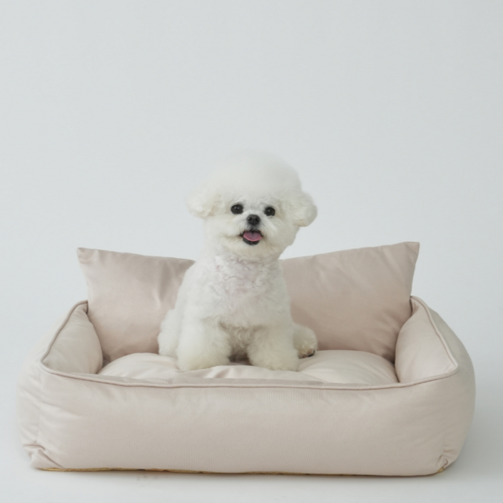 런레이더 반려동물 방석 커버분리 꿀잠 방석, 베이지, 1개