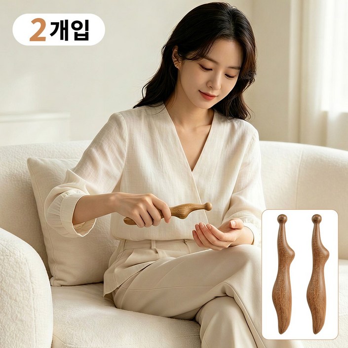 11나무 마사지봉 괄사 안마봉 지압 마사지기 마사지 스틱 우드 전신 마사지봉 바디 페이스 어깨 다리, 브라운, 2개