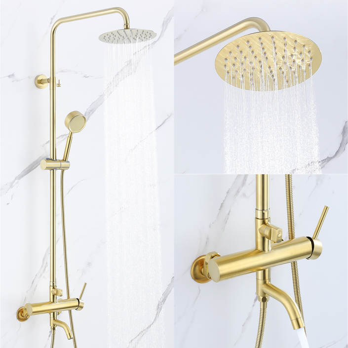 준앤코 SRS 스테인리스 해바라기 샤워기 세트 샤워수전, 1개, 골드