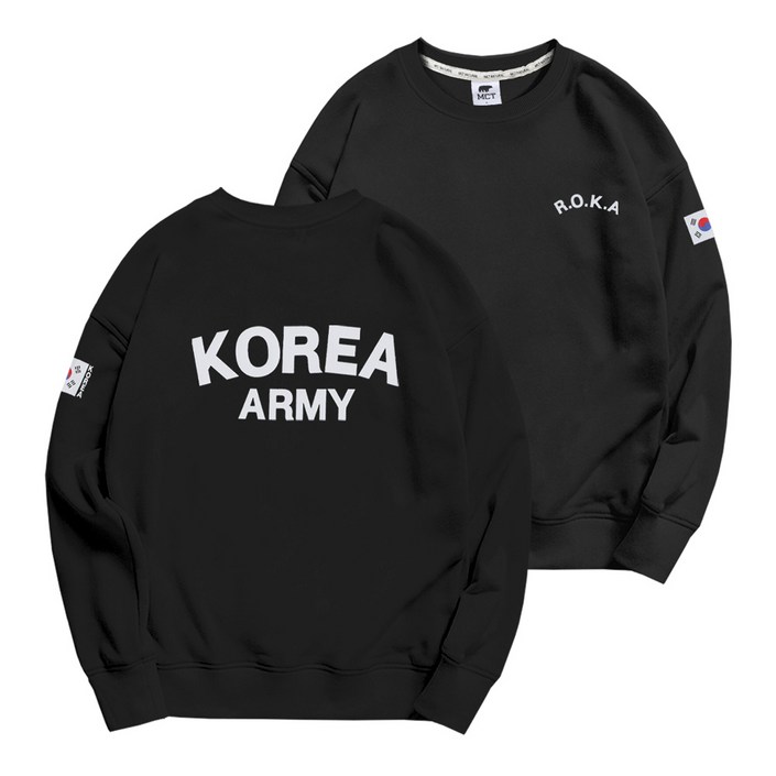 문컬렉션 프리미엄 로카 오버핏 맨투맨 남녀공용 쭈리면 코리아 아미 ROKA 군인 커플 티셔츠 빅사이즈