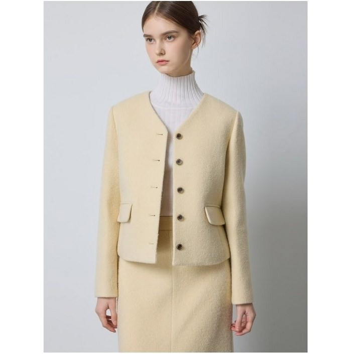 CC콜렉트 부클 칼라리스 브이넥 자켓 C244MSF233 218266