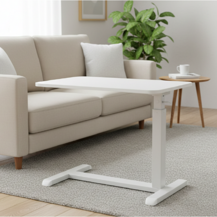 상판접이 높이조절 유압식 프리미엄 이동식 사이드 테이블, 화이트