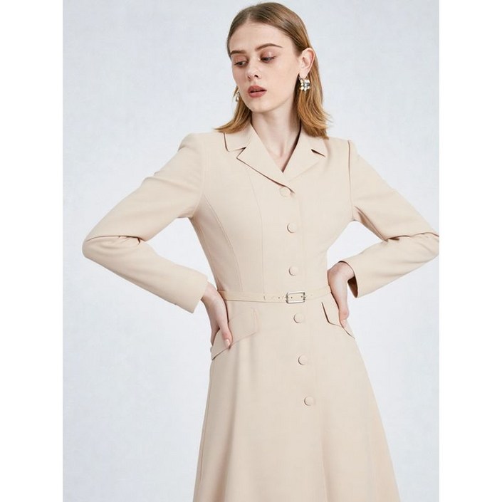 샤트렌 아이보리 플레어라인 롱 원피스 HCCMOP103