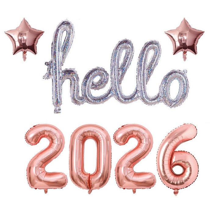 올리브파티 2026 2025 신년 파티 용품 풍선 세트 패키지, 2026로즈골드, 1세트
