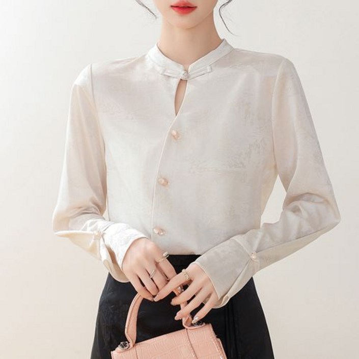 뉴욕멋쟁이 리린 자가드 차이나 블라우스