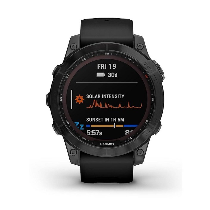 Garmin 페닉스 7X 사파이어 솔라, 대형 어드벤처 스마트워치, 태양열 충전 기능, GPS, 터치스크린, 웰니스 기능이 있는 견고한 아웃도어 시계, 블랙 밴드 포함 블랙 D
