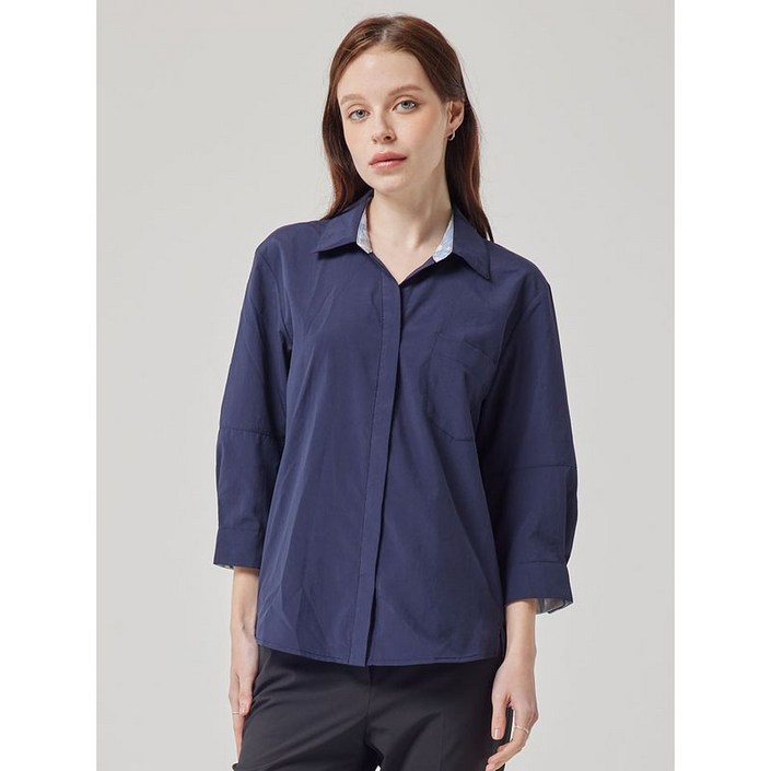 올리비아하슬러 네이비 히든 나염배색 셔츠 OHCMBL105