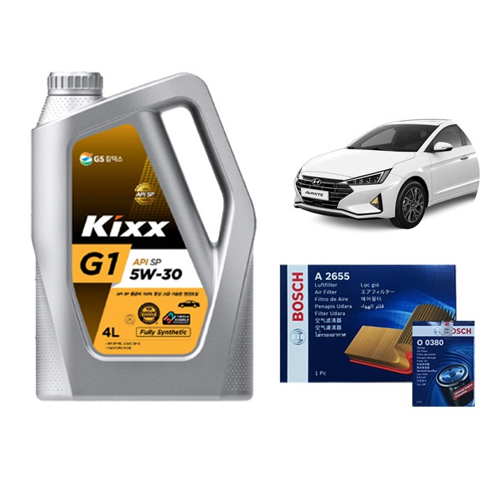 킥스 G1 5W30 더뉴아반떼AD 엔진오일에어크리너오일필터 세트