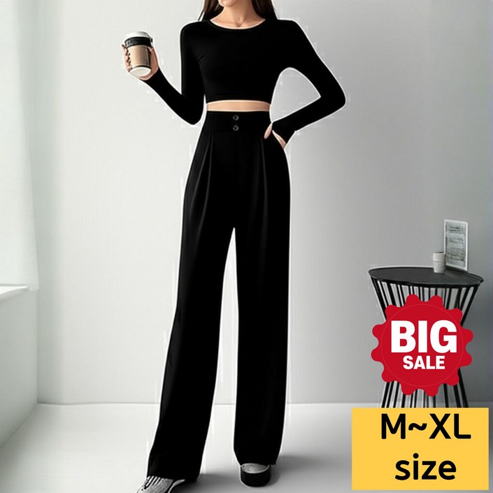 HYNOVIQUE 여름 여성 쿨링 슬랙스 하이웨이스트 세미와이드 핏 히든밴딩