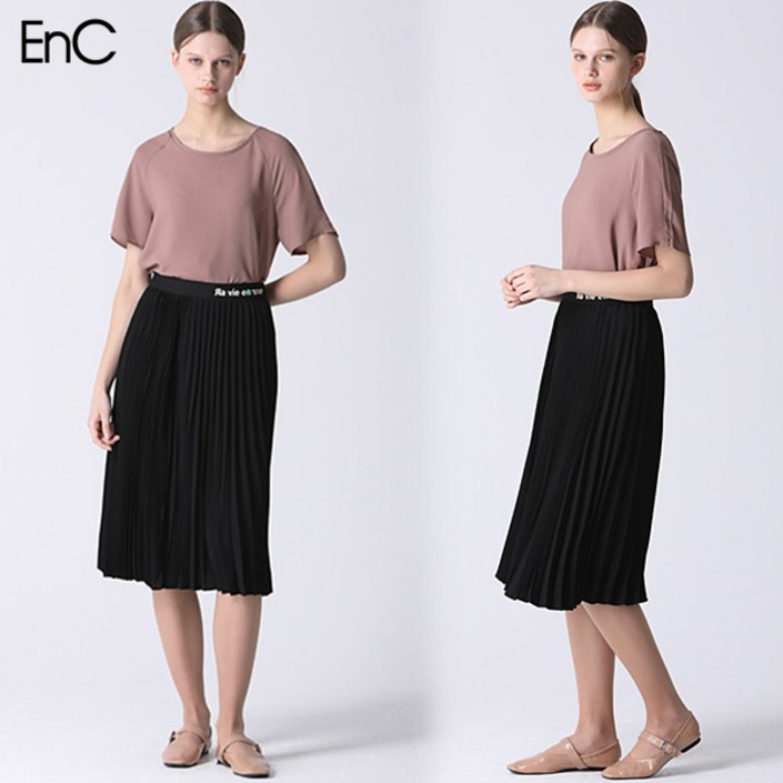이엔씨 EnC  밴딩 플리츠 주름 롱스커트 (택가격:259000원)