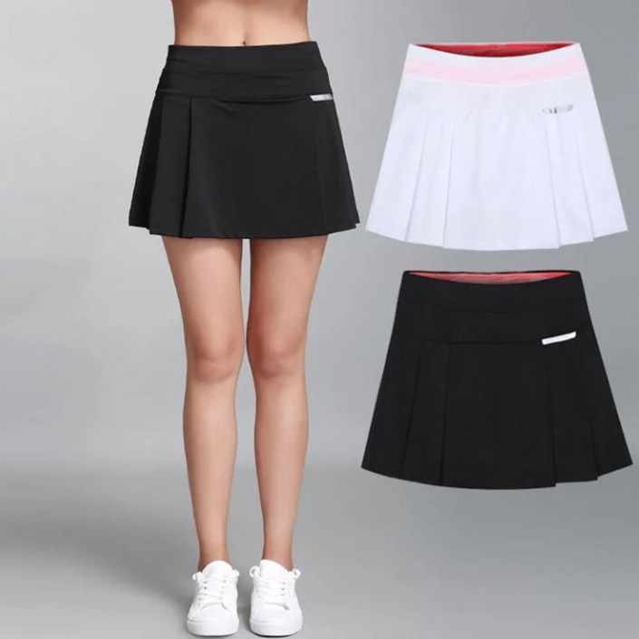 차쿠 기본 심플 스판 플리츠 플레어 주름 스커트 치마