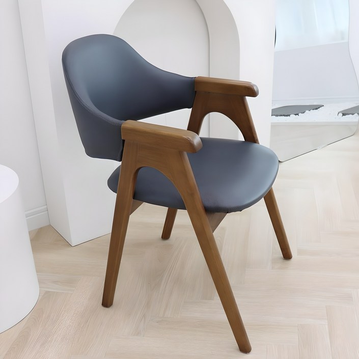 파스텔우드 고급원목 카페의자 커피숍의자 식탁의자 인테리어의자 비올렛S, 브라운우드블루그레이방석, 1개