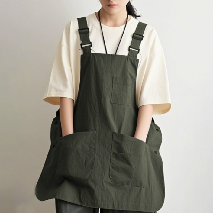 트렌도라 멜빵 앞치마 방수 앞뒤 양면 카페 , 남여공용