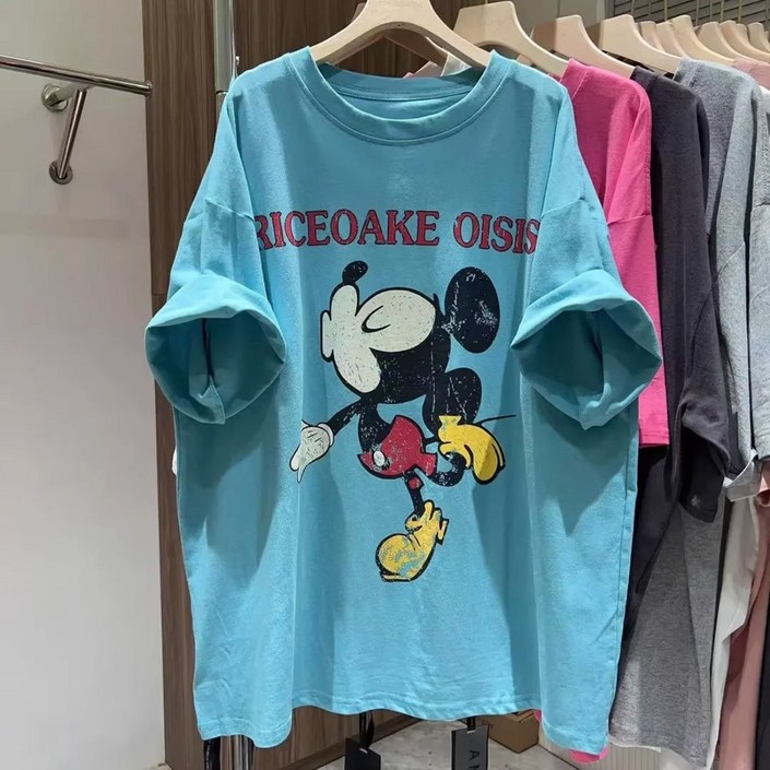 [당일 배송] 미키 마우스 유럽 상품 패션 만화 프린트 반팔 티셔츠 여름