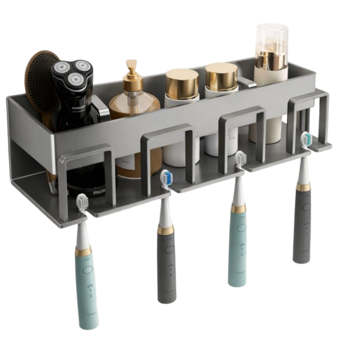 모아빛 떨어지지 않는 무타공 칫솔걸이, 그레이, 1개